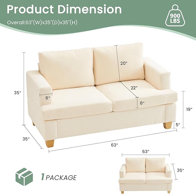 YOUDENOVA 2 Piece Set Comfy Sofa Couch, Loveseat Sofa * 2