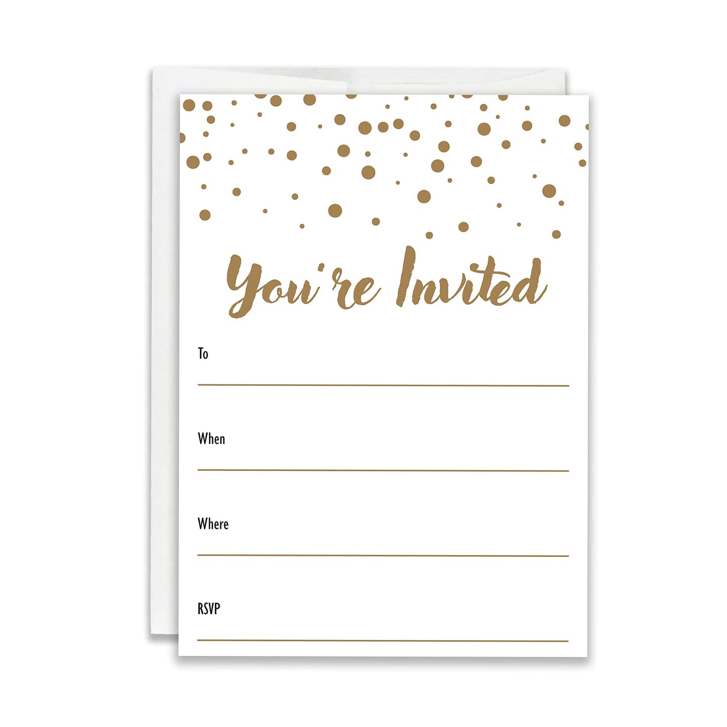 JBH Creations Shimmering Gold Dot Party Invitations - Pack of 48