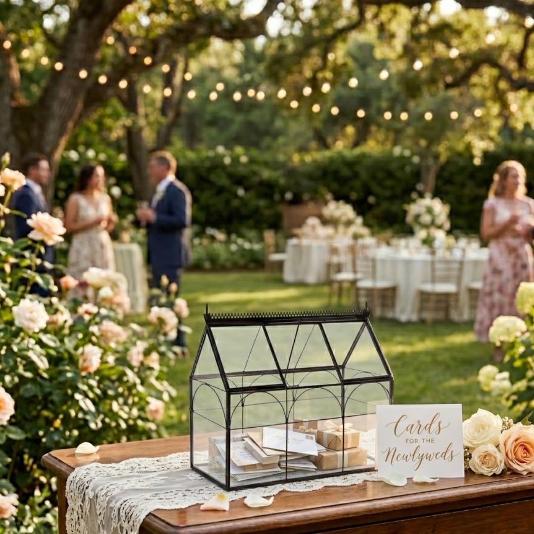 D'Eco Glass Greenhouse Centerpiece (10x4.5x9) - Spring Home Decor & Wedding Letterbox - Tabletop Geometric Planter Terrarium - Fill with Succulents, Moss, Flowers for Plant Lovers