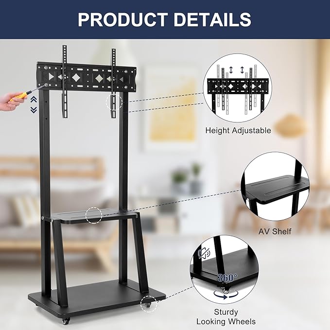 Maiproo Rolling TV Stand with Wheels