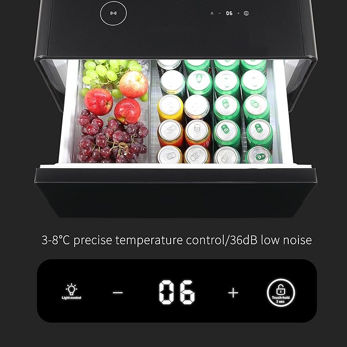 LUMISOL Smart Side Table with Built-in Fridge, Wireless Charging, Temperature