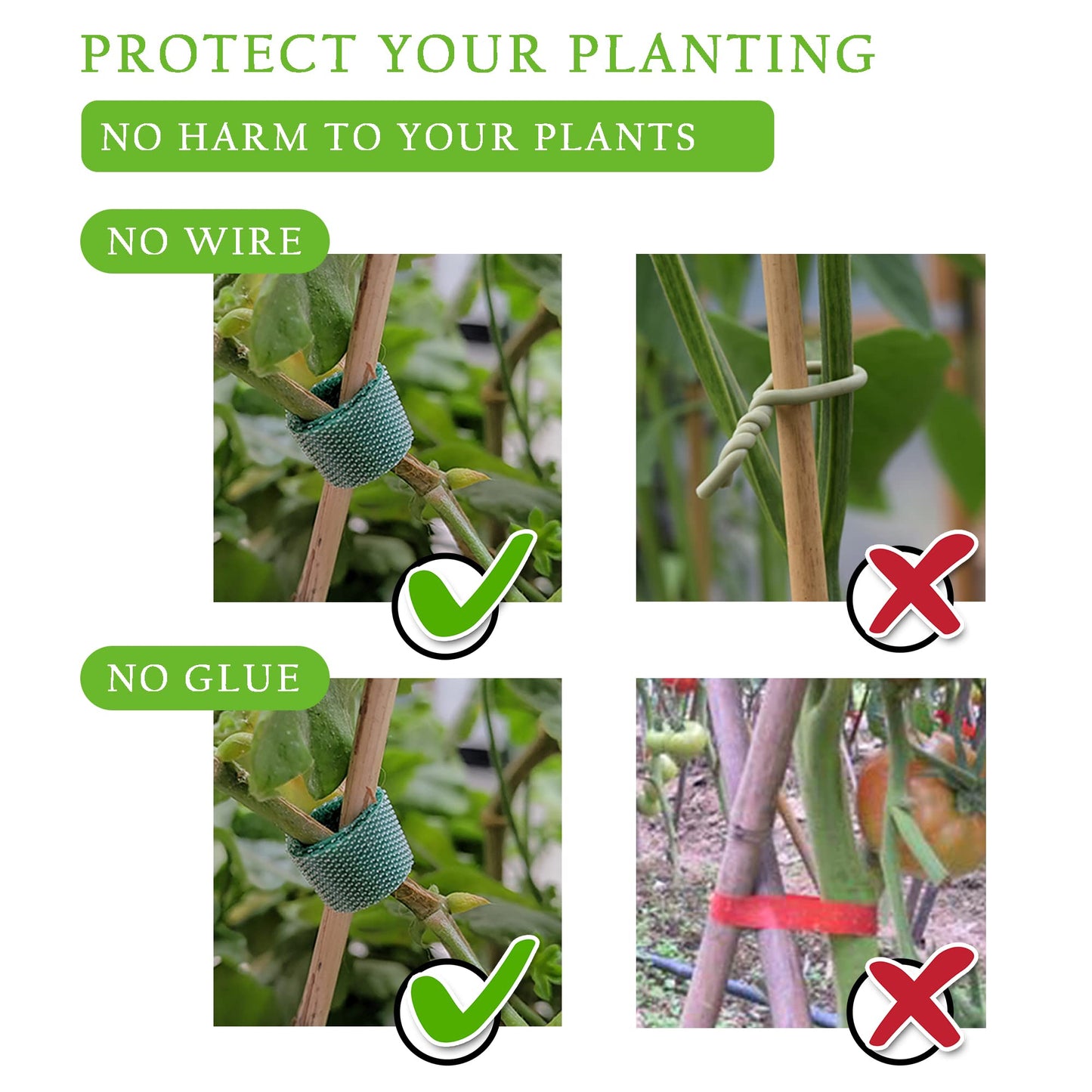 ArtFamy Green Garden Ties|Plant Ties for Climbing Plants 100 feet x1/2‘’in 3 Rolls|Plant Supports for Effective Growing Strong |Green-Recycled Plastic Garden Twine & Twist Ties for Tomato Stakes