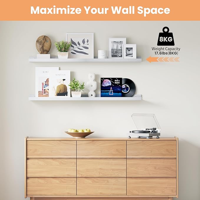 upsimples Floating Shelves for Wall, 47.3 Inch Shelves for Decor Storage Set of