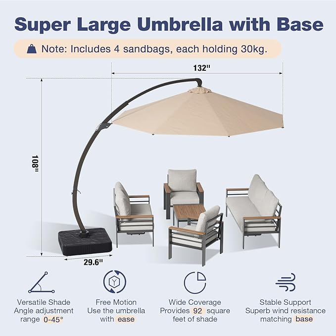 Aoxun Aluminum Patio Furniture Set