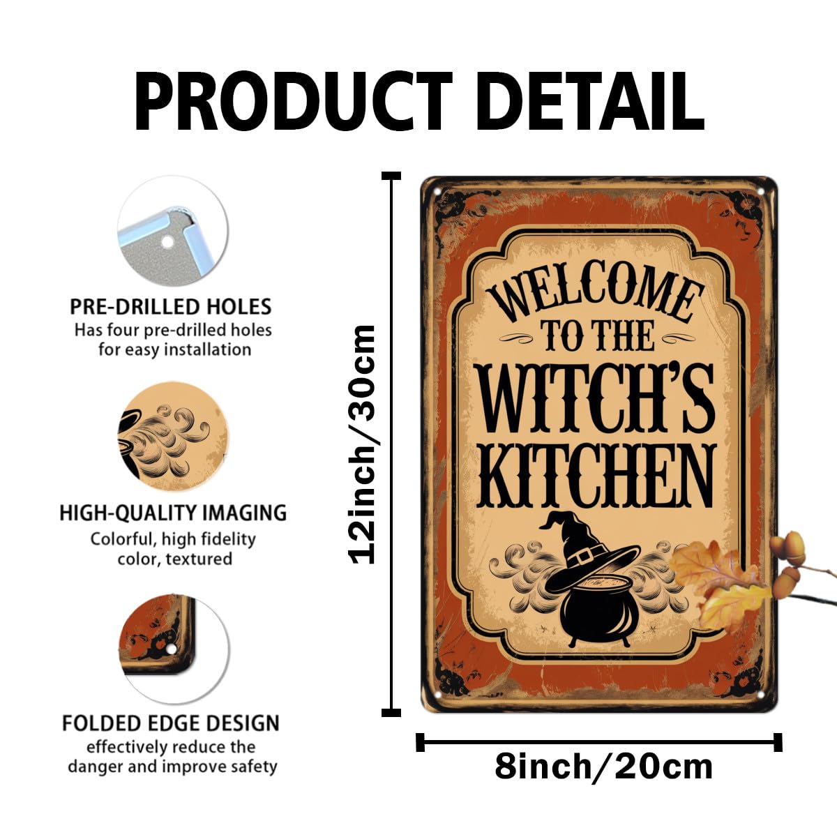Welcome To The Witch's Kitchen Halloween Metal Tin Sign, Rustic Wall Decor For Kitchen, Farmhouse, Halloween Party, Entryway Decorative Signs & Plaques 8x12 Inch