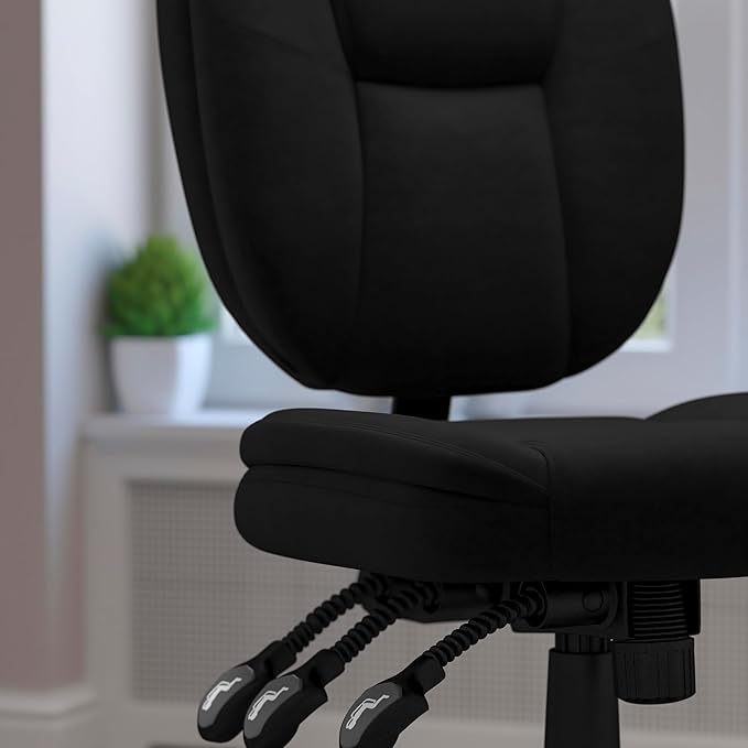 Flash Furniture Caroline Mid-Back Black Fabric Multifunction Swivel Ergonomic