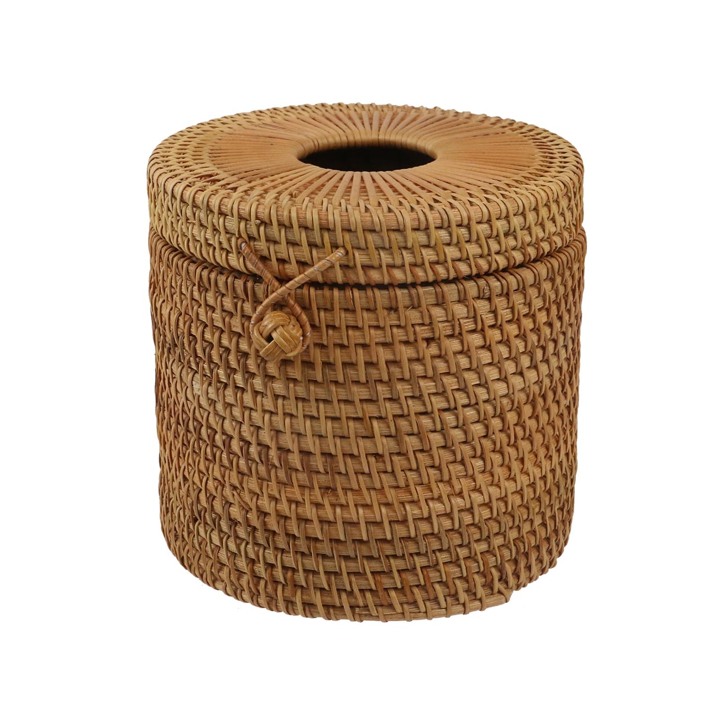 Risbay 1PCS Rattan Round Tissue Box Cover Tissue Box Holder Decorative Woven Facial Tissue Holder
