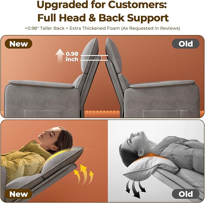 Recliner Chair，Electric Adjustable Chenille Recliner