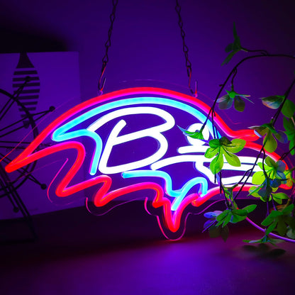 Rugby Neon Sign for Wall Decor，Crow Led Neon Lights for Man Cave、Game Room、Garage、Bedroom and Bar，Birthday、Christmas gifts for Football fan