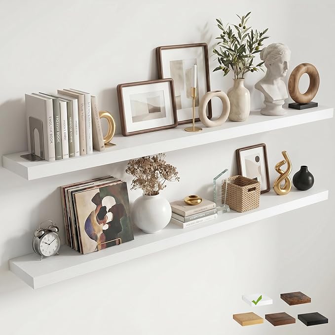 FLYJOE Floating Shelves for Wall, 72 Inch Floating Shelves Set of 2, Kitchen