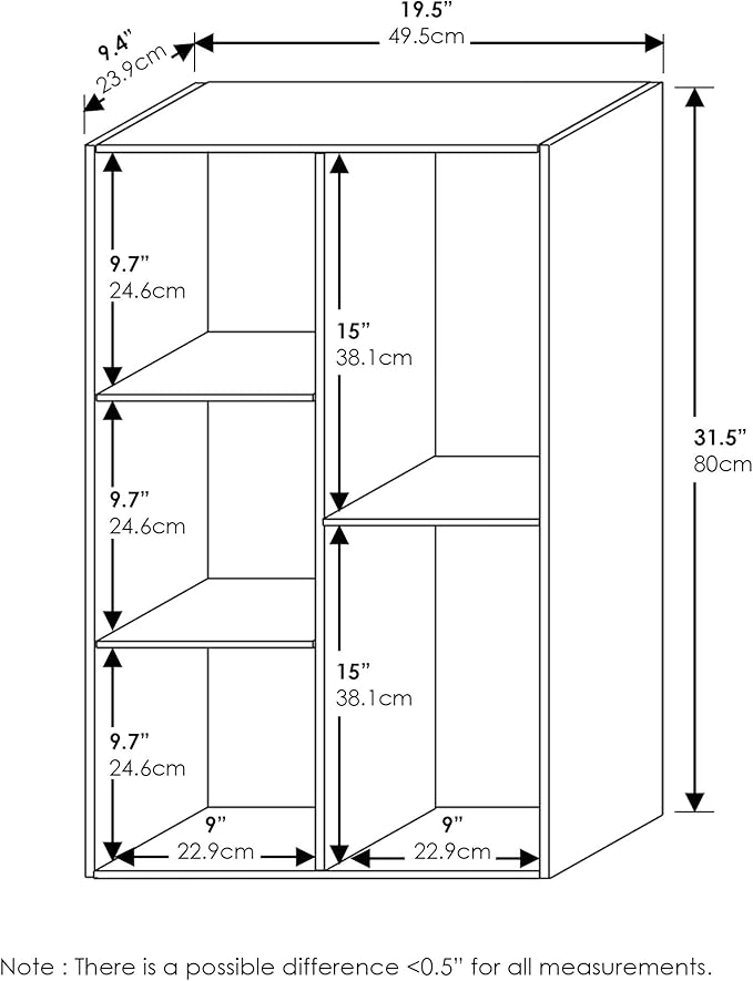 Furinno Luder 5-Cube No Tool Assembly Open Shelf, French Oak