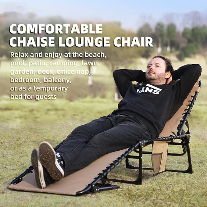 Patio Lounge Chair 2 PCS Folding Chaise Bed