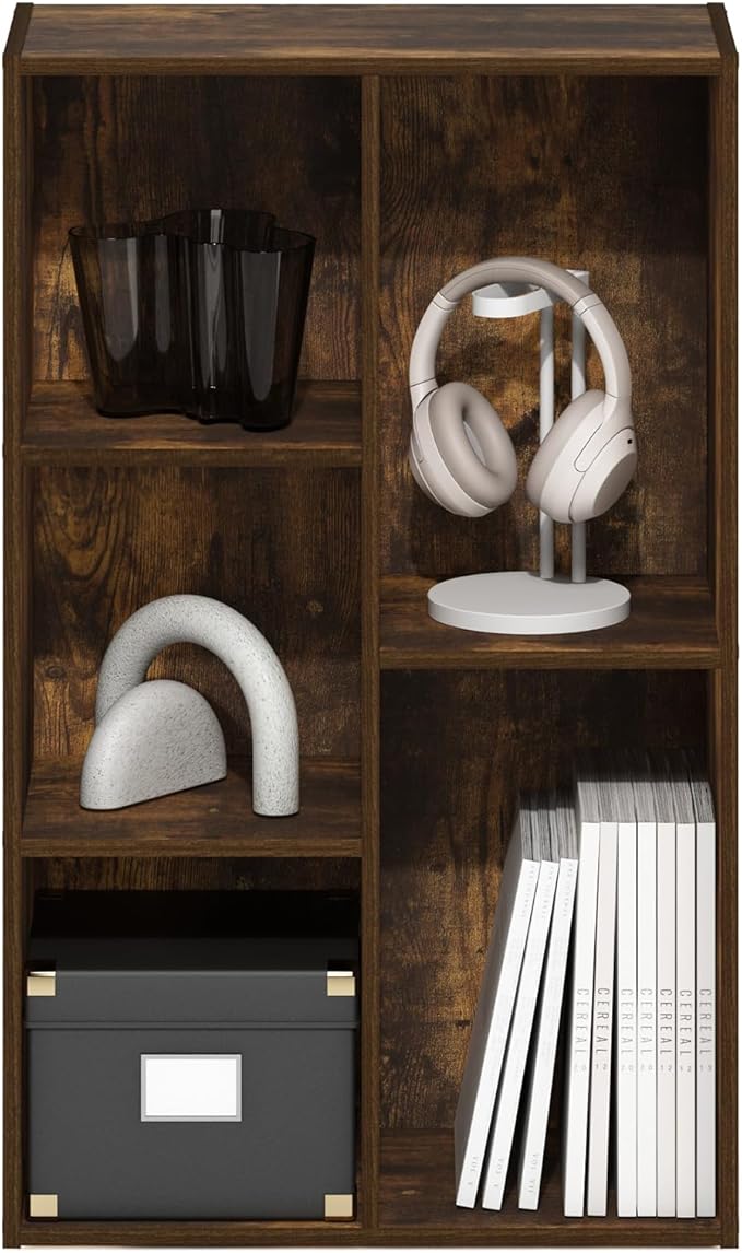 Furinno LUDER Book Shelf, 5-Cube Bookshelf, Open Storage Shelf Bookcase