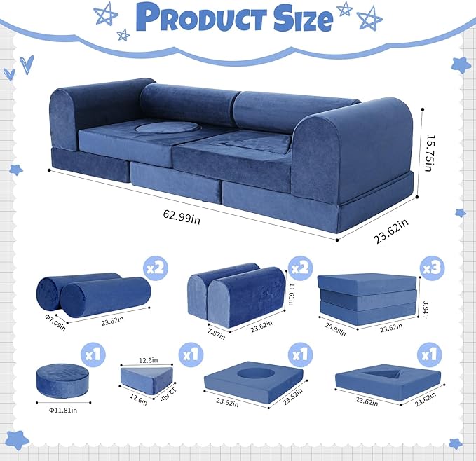 Modular Kids Play Sofa Multifunctional Kids Sofa Convertible Foam Floor Mat