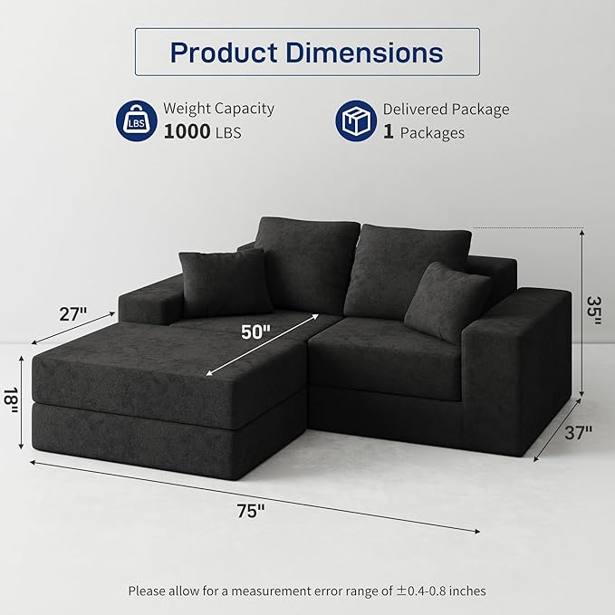 Cloud Modular Sectional Sofa, Comfy Boneless Couch