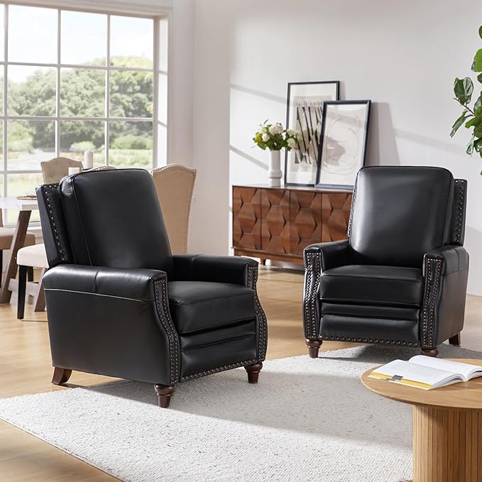 HULALA HOME Genuine Leather Manual Recliner Chair