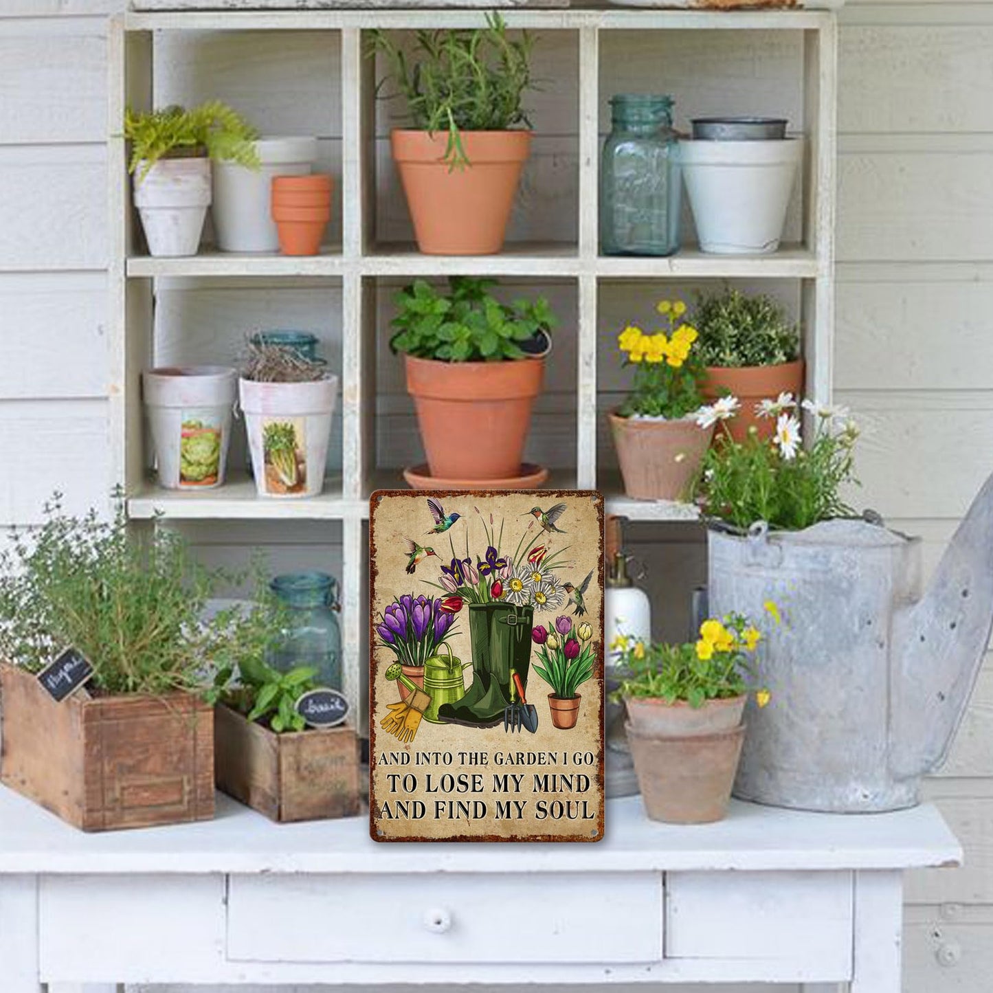 Garden Metal Signs Outdoor Flowers Tin Sign And Into The Garden I Go To Lose My Mind And Find My Soul Decor for Gardening Gifts Yard Art 8x12 Inch
