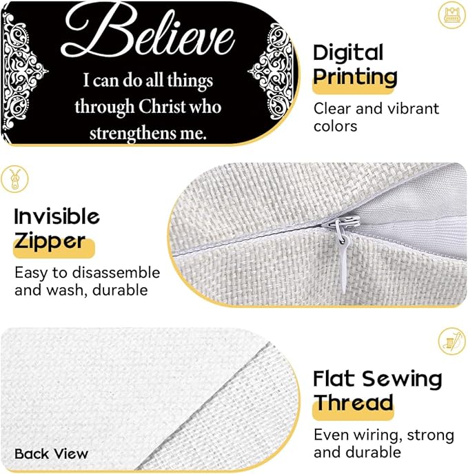 OBSEDE Black and White Bible Verse Decorative Throw Pillow Covers 18 × 18 in
