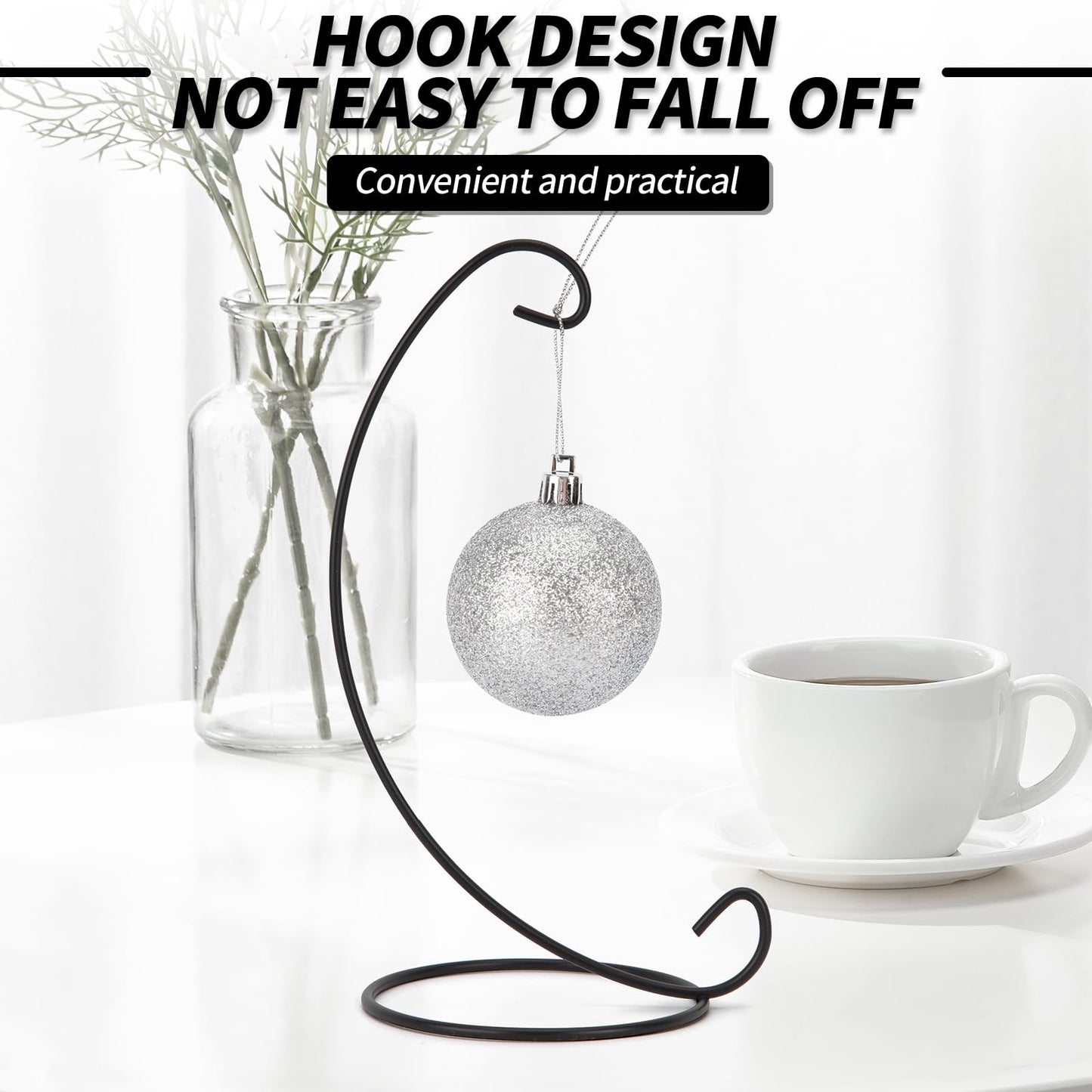 EOWCO 9 Inch Christmas Ornament Display Stand, Black Iron Hanging Stand Rack Holder for Hanging Glass Globe Air Plant Terrarium, Witch Ball, Festivals Ornament and Home Office Party Decor(6pcs)