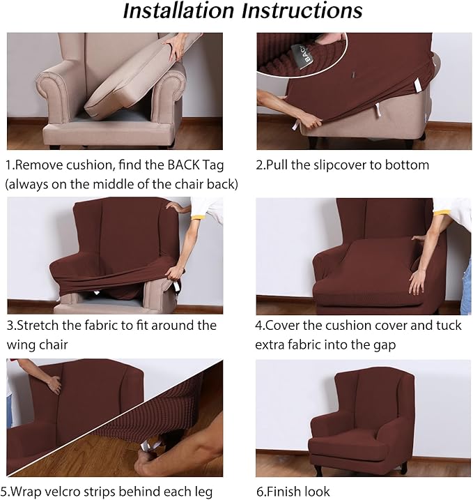 Turquoize Wingback Chair Covers 2 Piece Wing Chair Slipcover Stretch Slipcovers