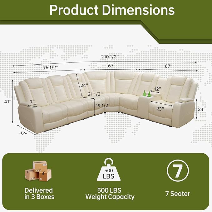 Electric Power Recliner Sectional