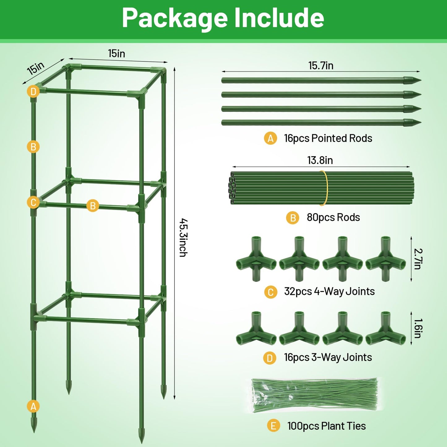 Legigo 4 Pack Square Tomato Cages- 45 Inch Heavy Duty Tomato Trellis for Climbing Plants Outdoor, Tomato Plant Support Stakes Cage Garden Trellis for Garden Raised Garden Bed Cucumbers Vegetables