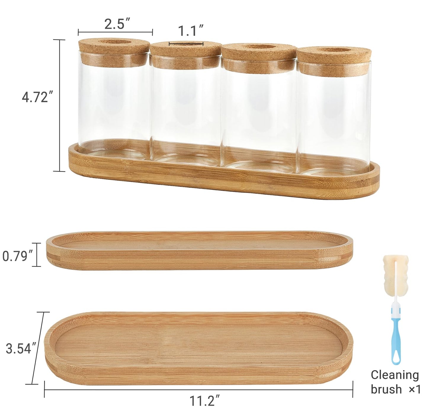Dahey Plant Propagation Terrarium Desktop Glass Planter Station Water Planting Glass Vase with Lid and Wooden Stand for Propagating Hydroponic Plants Centerpiece Office Home Garden Decor, 4 Pcs