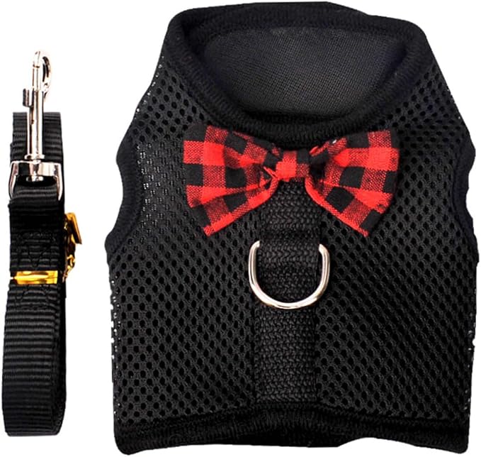 Pet Mesh Vest Harness for Small Animals, Breathable Chest Strap Adjustable 30-34cm, Black Pullover Harness for Rabbits Guinea Pigs Squirrels, Pet Supplies for Outdoor Walking