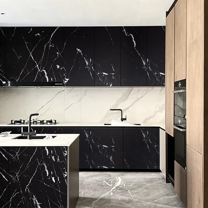 practicalWs 23.6''×118'' Marble Contact Paper Black/White Peel and Stick