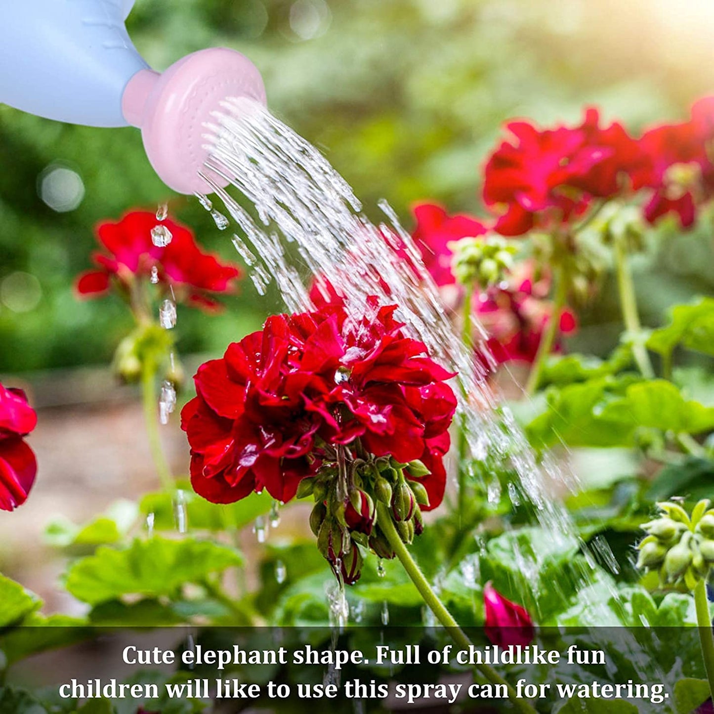 LOYUYU 0.4 Gallon Plastic Watering Can Small Lightweight Cute Indoor Outdoor Garden Plants, Watering Can with Shower Head Elephant: Pink