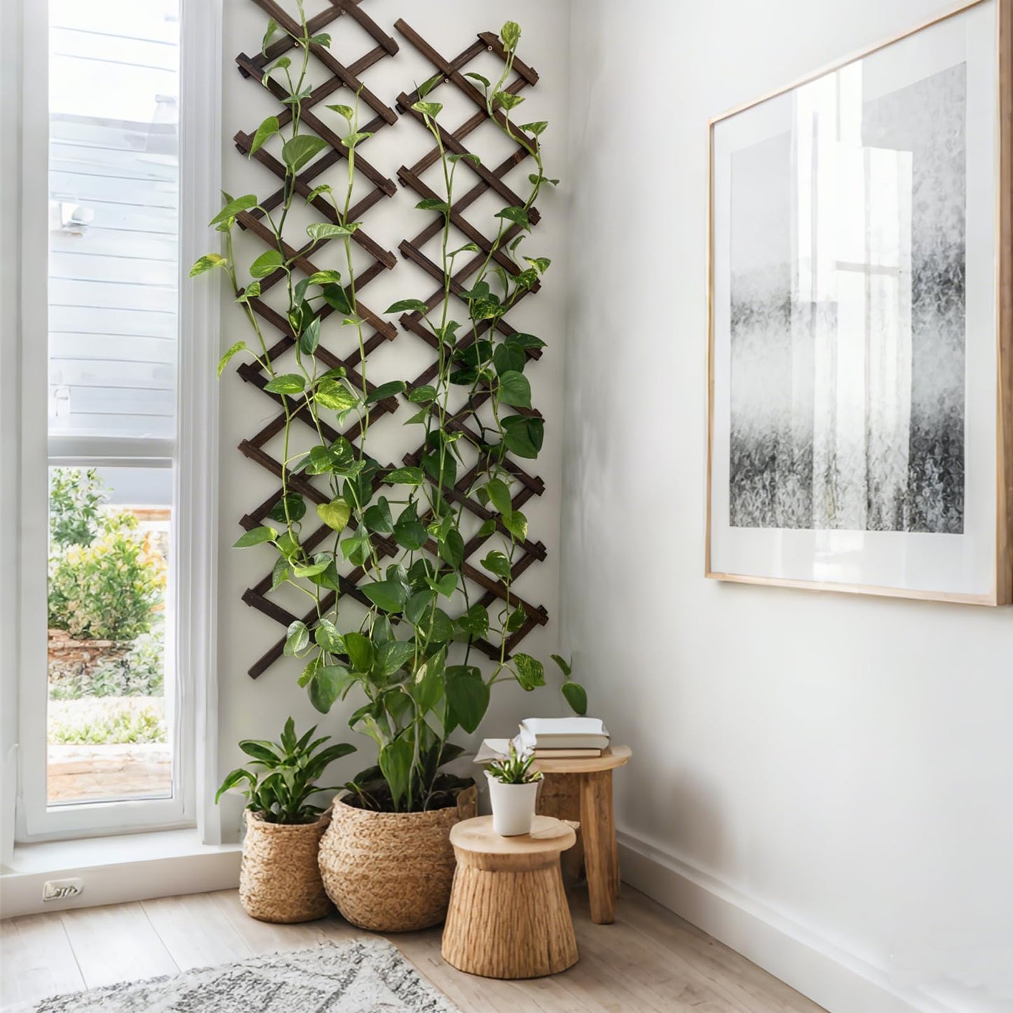 Expandable Garden Trellis, 13" x 68" Thickened Wooden Lattice Trellis for Climbing Plants Outdoor Ivy Vine Rose Clematis for Garden Fence Wall Patio Room Decor (1)