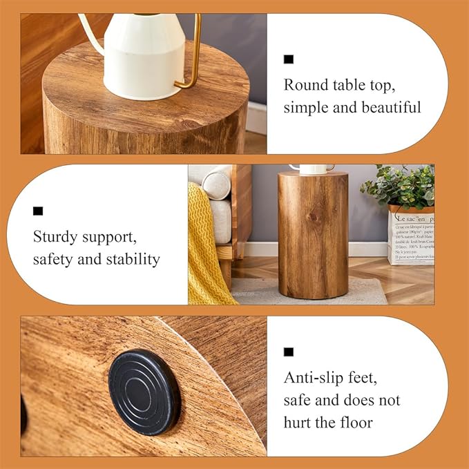 Round Side Table, End Table Living Room Table, Sofa Couch Bedside Table