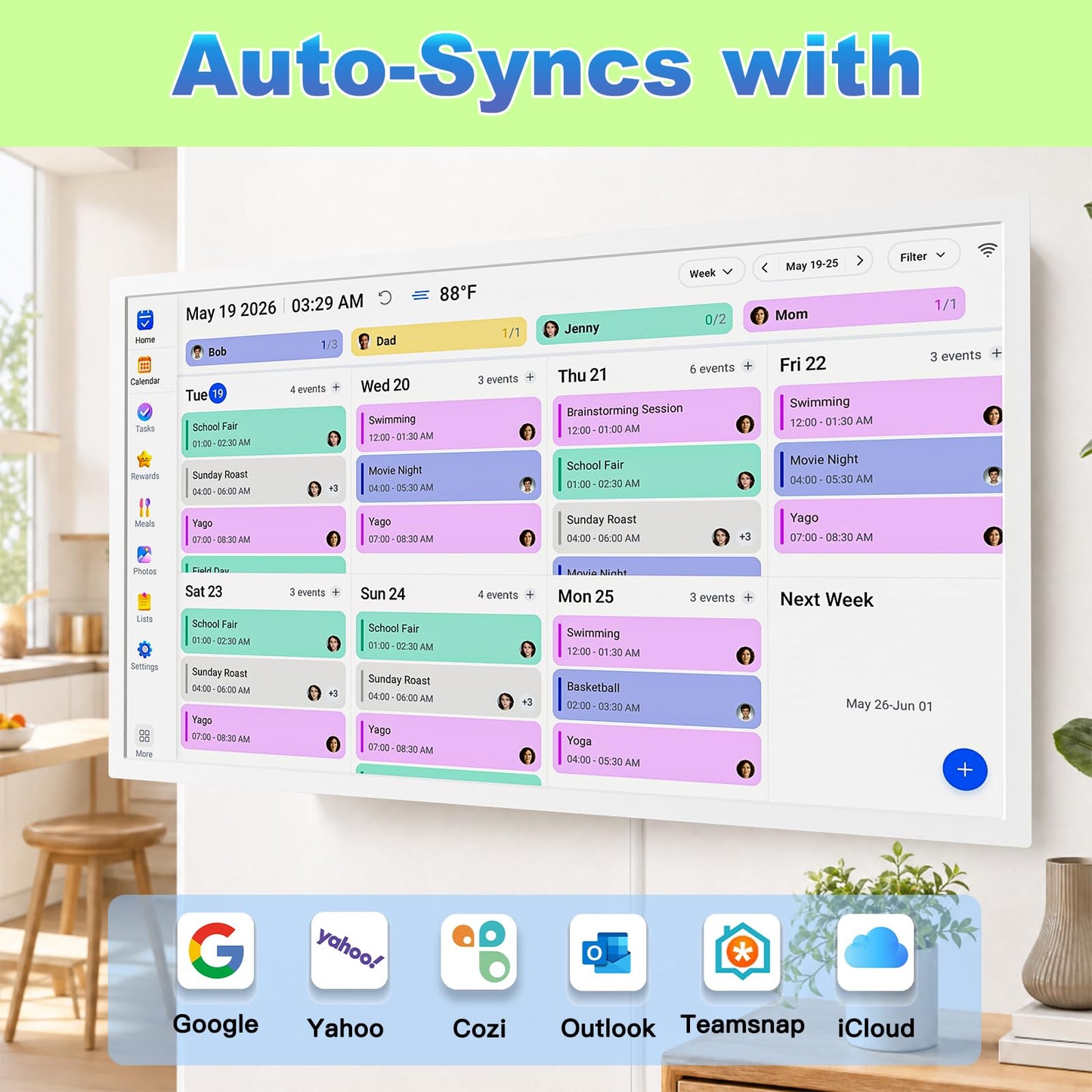 32" Digital Calendar Digital Frame for-Wall-Planner - 1080P Interactive Touchscreen Display Electronic Calendar, Star Reward, Sync Google iCloud Outlook Calendar, Wall & Desk Mountable, Gifts for Mom