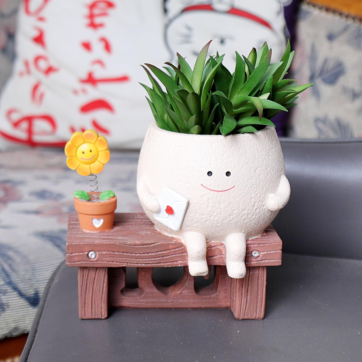 NINIPAPA Funny Face Flower Pots Cute Plant Pot Smiley Planter, Sunflower Pot for Indoor Plants, Unique Succulent Cactus Happy Head Planters, Plant Gifts for Mom Lover on Birthday Christmas ﻿