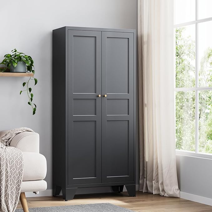 Yizosh Metal Pantry Cabinet, Tall Kitchen Pantry Storage Cabinet
