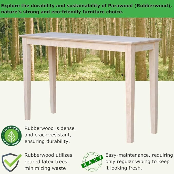 International Concepts Shaker Console Table, 48-Inch Long, Solid Parawood