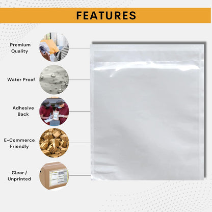 500 Pack 6"x10" Shipping Label Sleeves – Clear Self-Adhesive Packing Slip Pouches, Waterproof Packing List Envelopes – Ideal for Shipping Documents, Mailing Labels, Invoices & Packing Slips