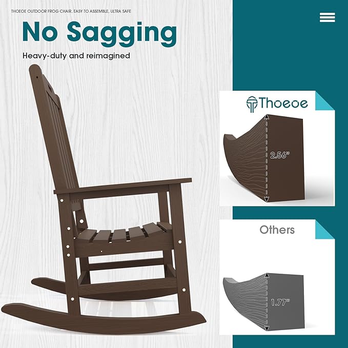 THOEOE Oversized Rocking Chair Set of 2, Outdoor Rocking Chair