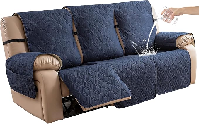 Genina Waterproof Couch Cover for Reclining Couch 3 Seater Non-Slip, Washable