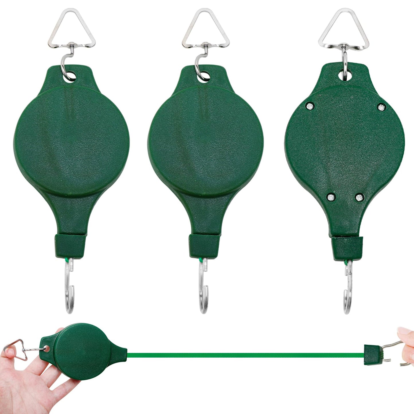 3 Packs Plant Pulley Set for Garden Baskets Pots, Birds Feeder Retractable Plant Hangers for Hanging Basket Planter Heavy Duty Adjustable Ceiling Pulley Hook for Hanging Outdoor Indoor Plants Flower