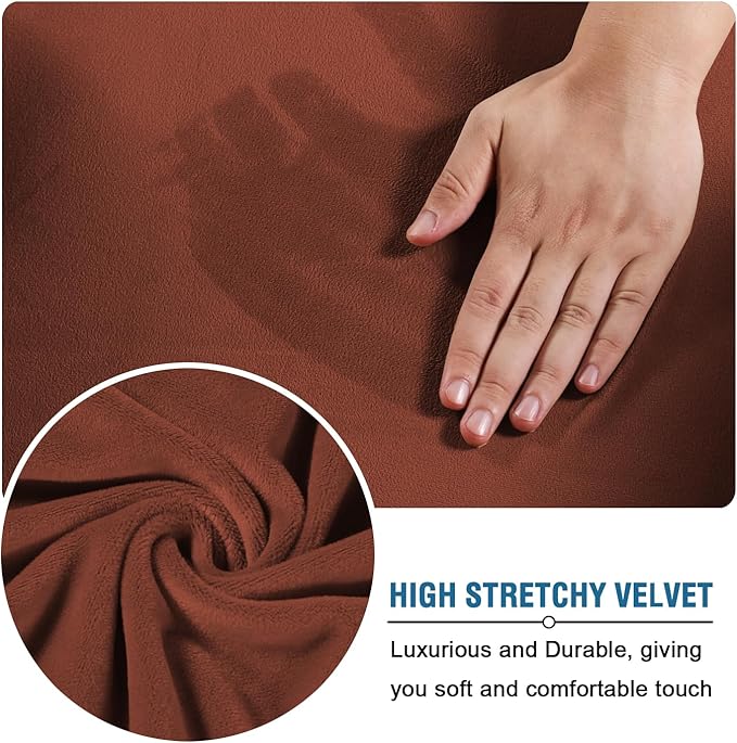 H.VERSAILTEX Real Velvet Plush 3 Piece Stretch Sofa Covers Couch Covers