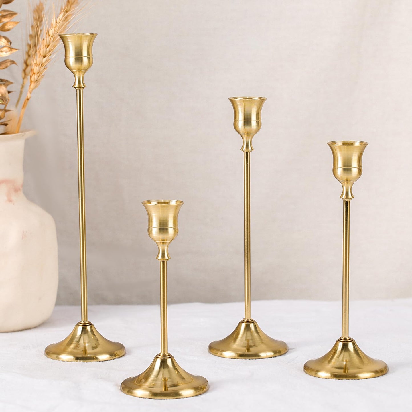Sunnyfuture Candlestick Holders, 4PCS Taper Candle Holder for Candlesticks, Gold Candle Holders for Table Centerpiece, Wedding, Party