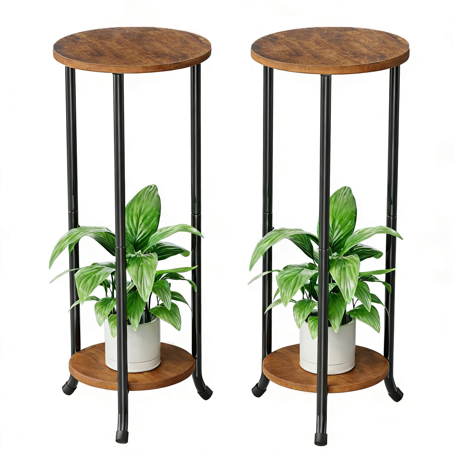 Simple Trending Plant Stand Indoor Outdoor, 29.4” Tall Flower Storage Plant Shelf Set of 2, Round Corner Display Rack for Balcony Garden Patio Living Room