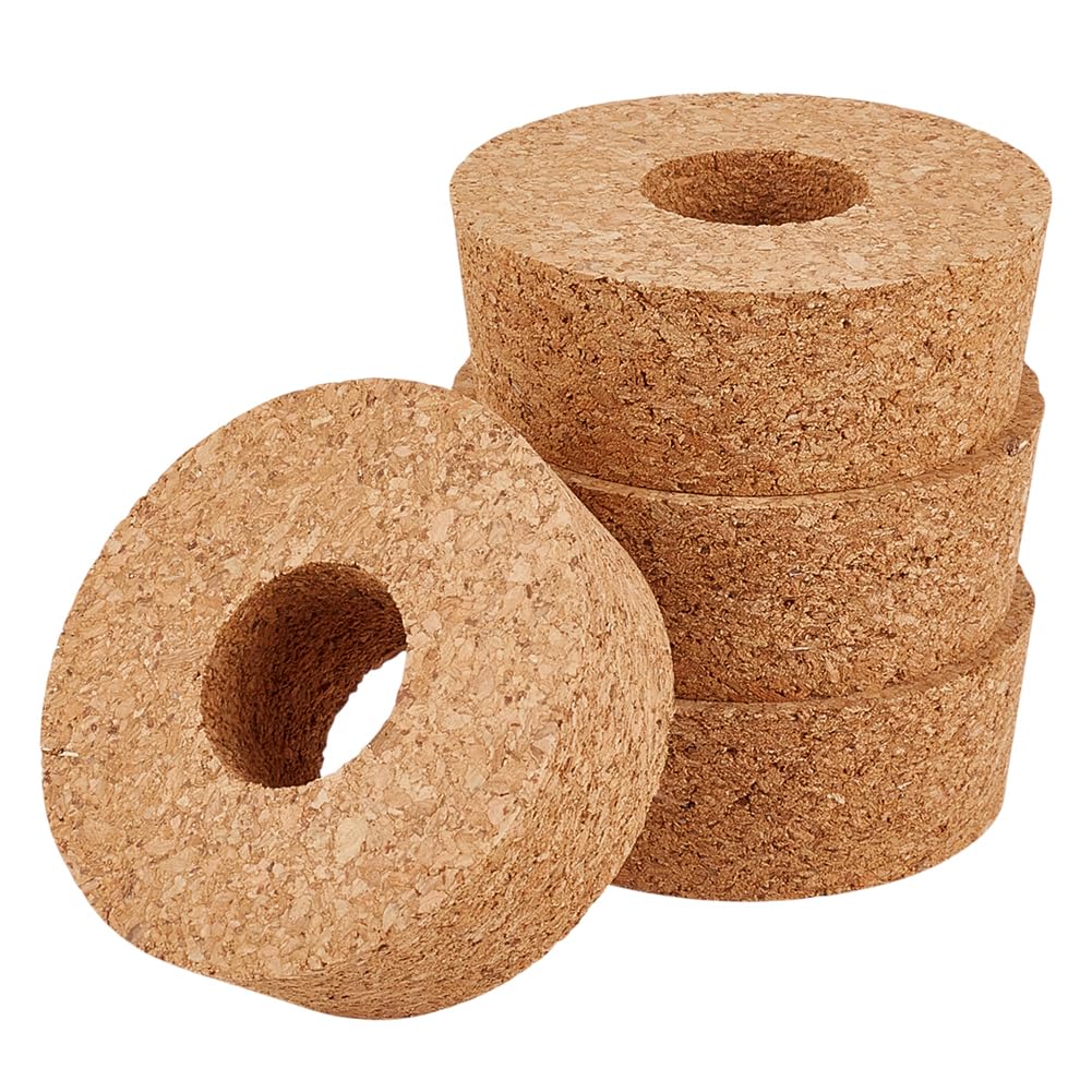 OLYCRAFT 4 Pack Cork Lids for Glass Planters 2.9~3.2 Inch Hydroponic Lids 1.2 Inch Thick Terrarium Cork Covers with 1.2 Inch Hole Natural Cork Stoppers for Hydroponic Plant Propagation Growing Vases