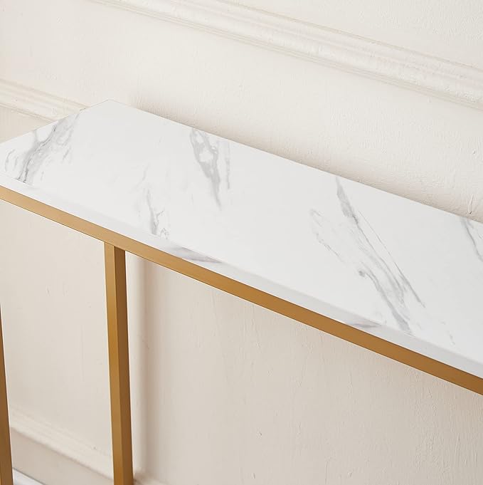 loglus Console Table for Entryway, Faux Marble MDF Indoors Sofa Table