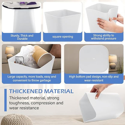 Amyhill 20 Pcs Small Trash Can 2 Gallon Plastic Garbage Can Small Waste Basket for Bathroom Office Kitchen Living Room Bedroom Home Under Desk (White)