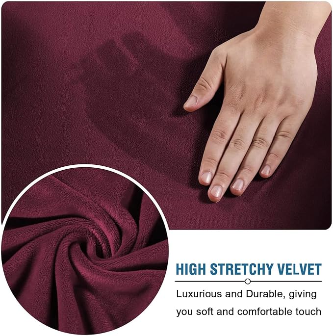 H.VERSAILTEX Real Velvet Plush 3 Piece Stretch Sofa Covers Couch Covers
