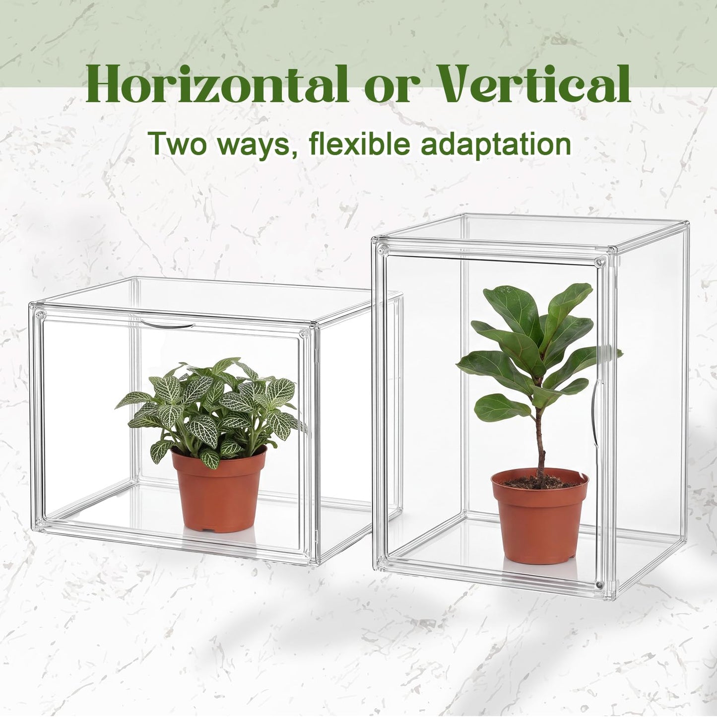 Novabright Mini Greenhouse Indoor, Clear Portable Tabletop Green House with Magnetic Door for Seed Starting, Plant Grow Warmer and Home Gardening Display (14.1 x 10.6 x 9 Inch)