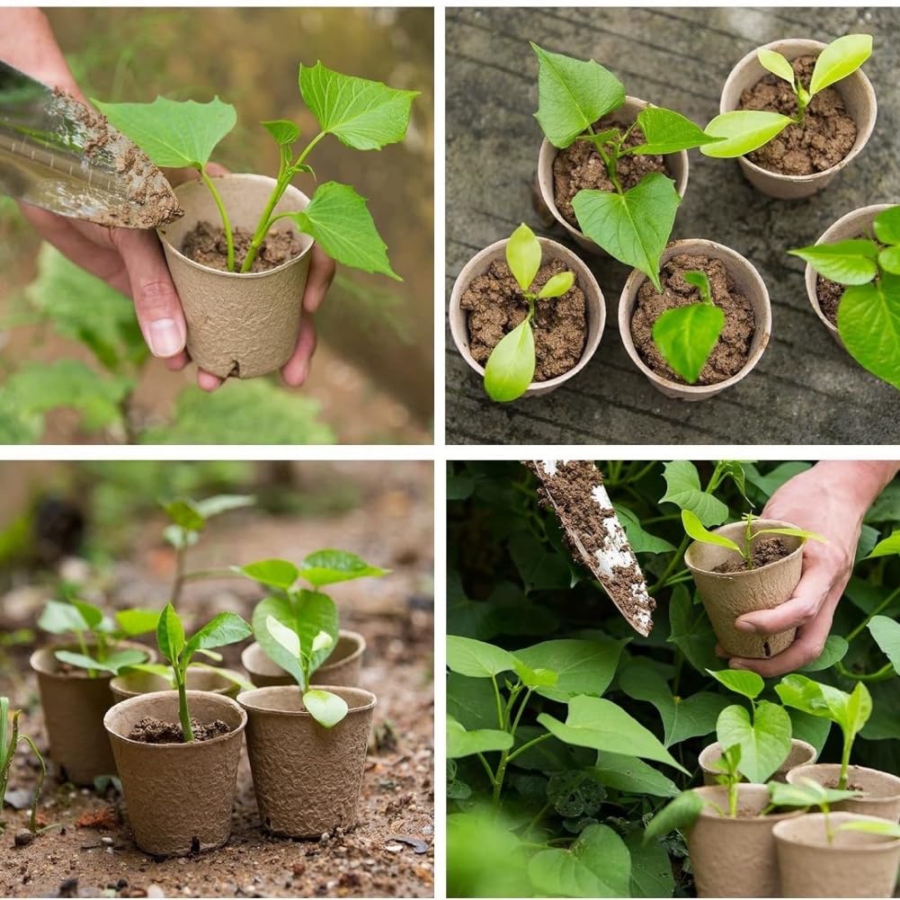 GardEasy 120PCS 3.15 Inch Peat Pots for Seedling, Outdoor Garden Germination Nursery Peat Pots Plants with Bonus 20 Plant Labels