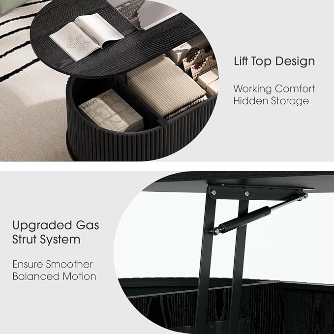 JOINICE 42.5" Oval Lift Top Coffee Table